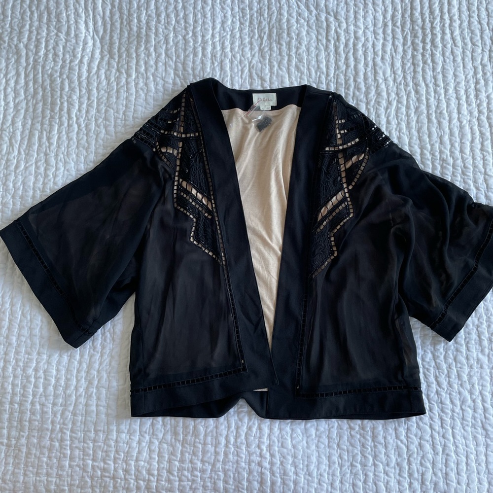NWOT Anthropologie Deletta Beaded Kimono - Black